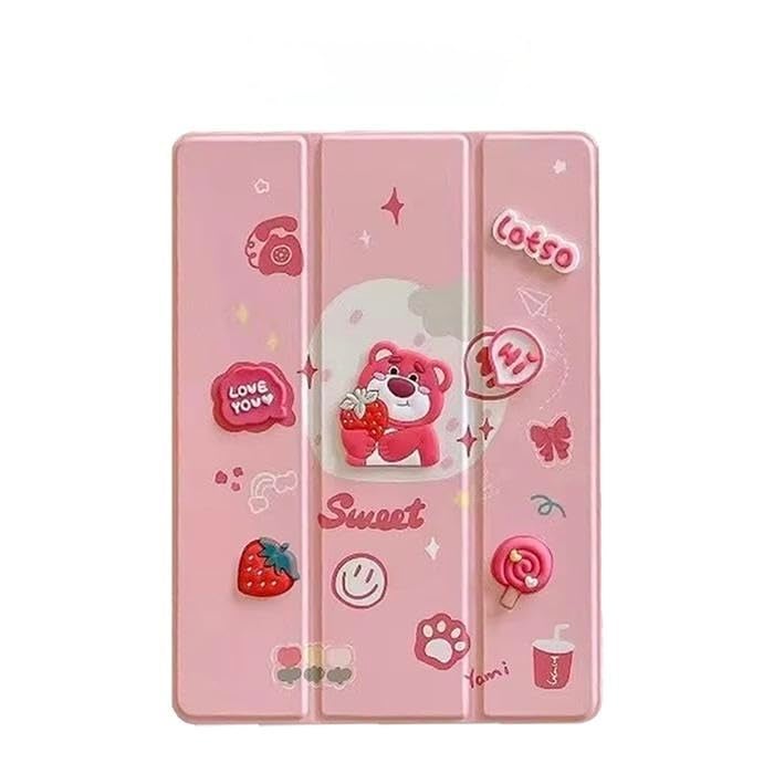 Fekra Cute 3D Case for iPad Air 11 Inch 7/6 (2025 M3/2024 M2)/10.9 Inch 5/4 (2022/2020) with Pen Holder, Trifold Stand Case, Back cover, Thin Stand Tablet Protective Cases (S-LostOo)