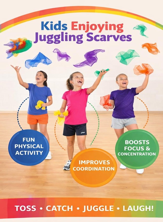 FITFIX® Multicolour Juggling Scarves - Pack of 36 Square Dance Scarves (45 x 45 cm) | Soft Lightweight Silk-Style Scarves for Kids, Magic Tricks, Music Movement & Coordination Activities - Image 2