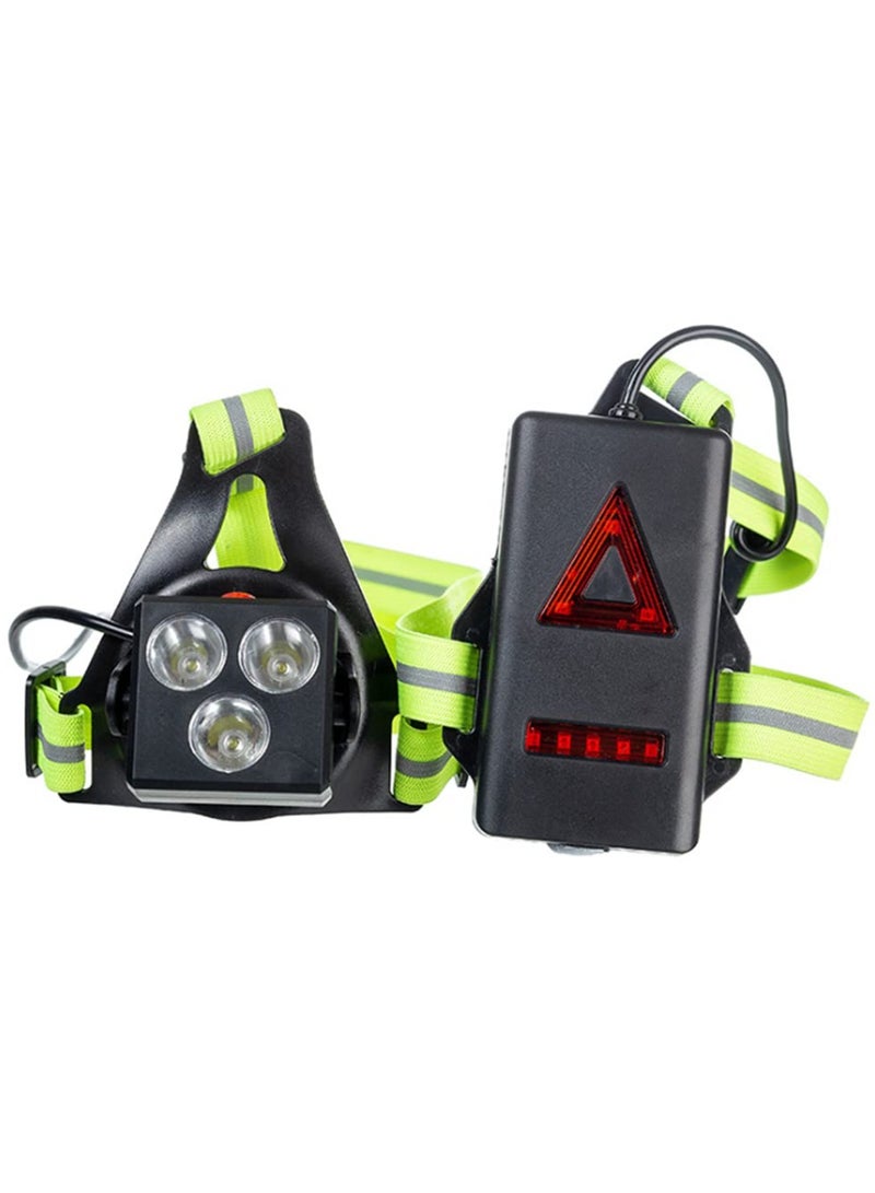 SOLARAE Sports Running Light, LED Running Lamp with Rear Safety Warning Light and Battery Indicator, Lighting Chest Running Light with USB Rechargeable and 3 Modes for Biking, Night Running, Fishing - Image 1