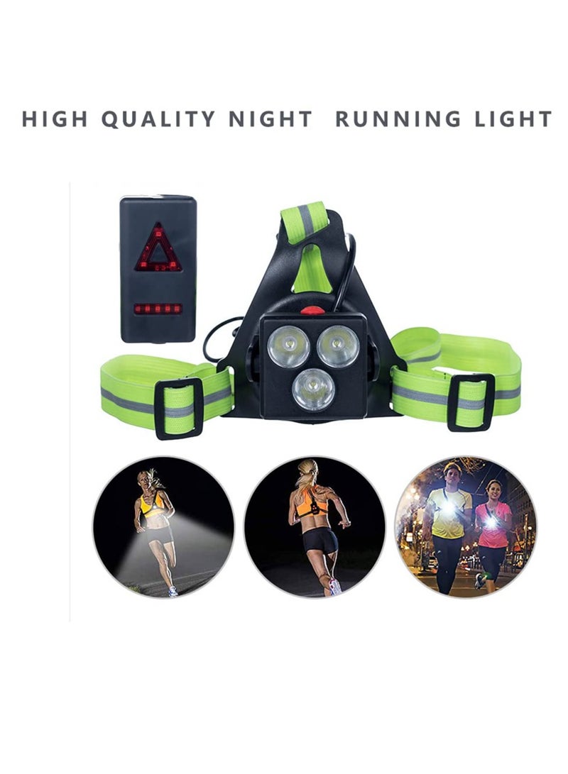 SOLARAE Sports Running Light, LED Running Lamp with Rear Safety Warning Light and Battery Indicator, Lighting Chest Running Light with USB Rechargeable and 3 Modes for Biking, Night Running, Fishing - Image 2