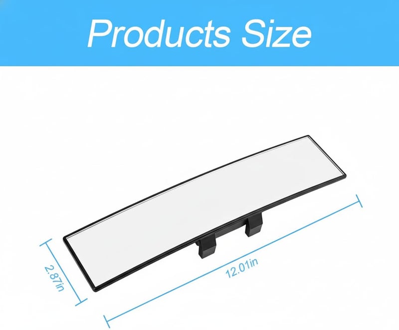 AutoBizarre Car Rearview Mirror Interior Clip-on Wide Angle Panoramic Anti-Glare 300mm Convex Rearview Mirror Universal for all Cars, SUVs, Trucks, etc (White) - Image 2