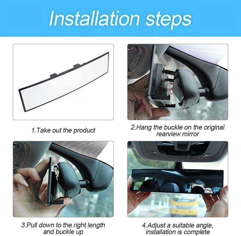 AutoBizarre Car Rearview Mirror Interior Clip-on Wide Angle Panoramic Anti-Glare 300mm Convex Rearview Mirror Universal for all Cars, SUVs, Trucks, etc (White) - Image 5