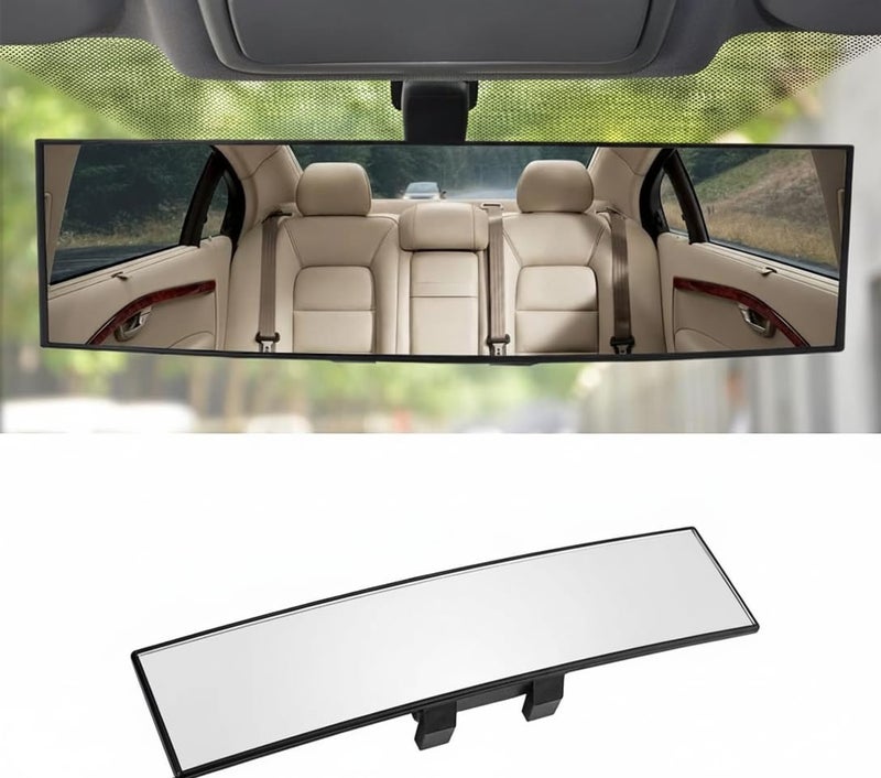 AutoBizarre Car Rearview Mirror Interior Clip-on Wide Angle Panoramic Anti-Glare 300mm Convex Rearview Mirror Universal for all Cars, SUVs, Trucks, etc (White) - Image 1