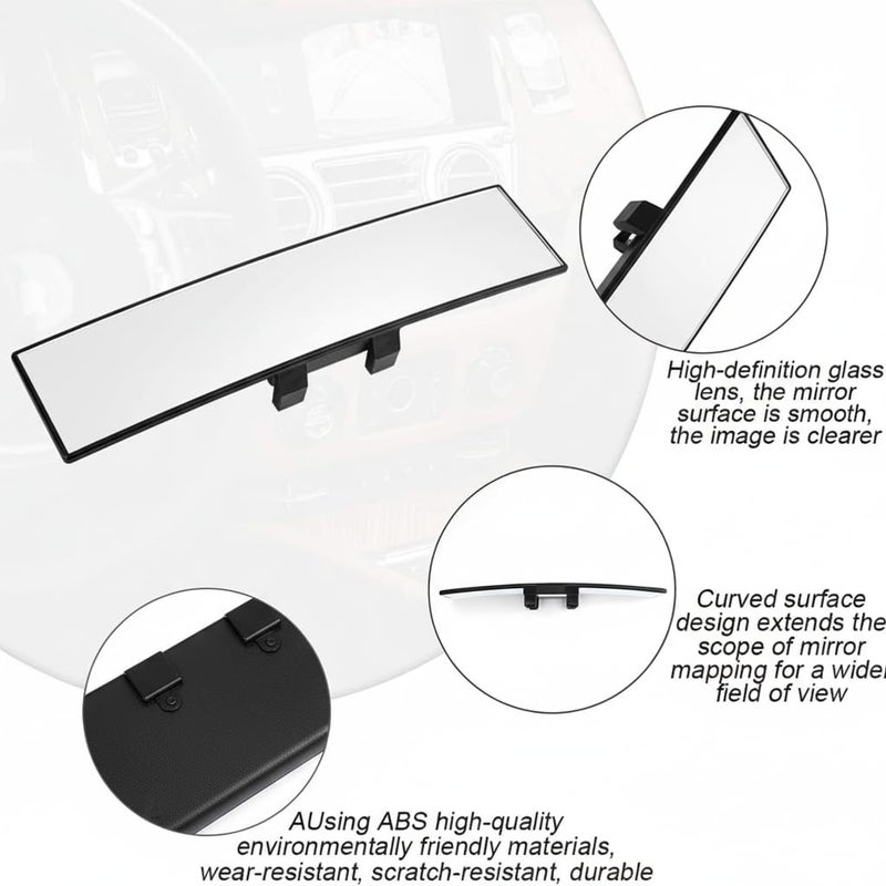AutoBizarre Car Rearview Mirror Interior Clip-on Wide Angle Panoramic Anti-Glare 300mm Convex Rearview Mirror Universal for all Cars, SUVs, Trucks, etc (White) - Image 3