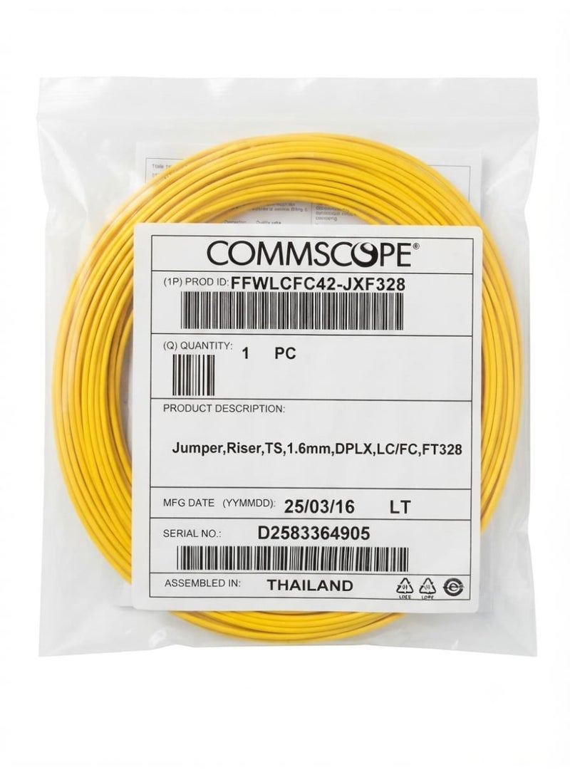 COMMSCOPE FFWLCFC42-JXF328 Duplex Fiber Optic Jumper Cable, 100 Meters, Yellow