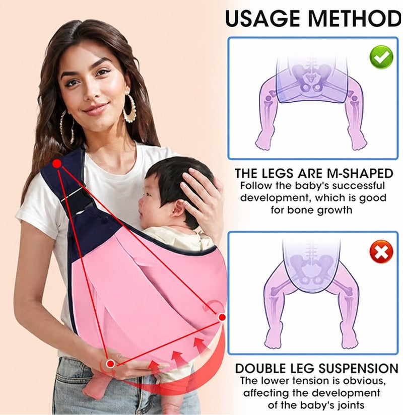 Earss Adjustable Baby Carrier Sling for Newborn & Toddler 0-18 Months | Lightweight One Shoulder Baby Holding Carrier | Comfortable Ergonomic Portable Infant Wrap Carrier with Safety Buckle & Soft Fabric | Available in Pink & Magenta | Color Shipped as Per Stock Availability - Image 4