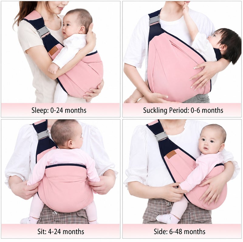 Earss Adjustable Baby Carrier Sling for Newborn & Toddler 0-18 Months | Lightweight One Shoulder Baby Holding Carrier | Comfortable Ergonomic Portable Infant Wrap Carrier with Safety Buckle & Soft Fabric | Available in Pink & Magenta | Color Shipped as Per Stock Availability - Image 2