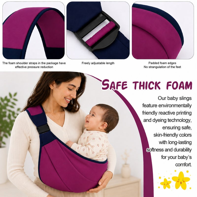 Earss Adjustable Baby Carrier Sling for Newborn & Toddler 0-18 Months | Lightweight One Shoulder Baby Holding Carrier | Comfortable Ergonomic Portable Infant Wrap Carrier with Safety Buckle & Soft Fabric | Available in Pink & Magenta | Color Shipped as Per Stock Availability - Image 5
