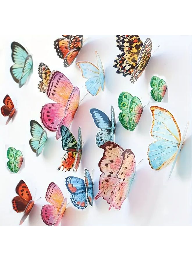 18 Pieces 3D PVC Butterfly Decorations Set Colorful Watercolor Wings For Wedding Party Events - Image 3