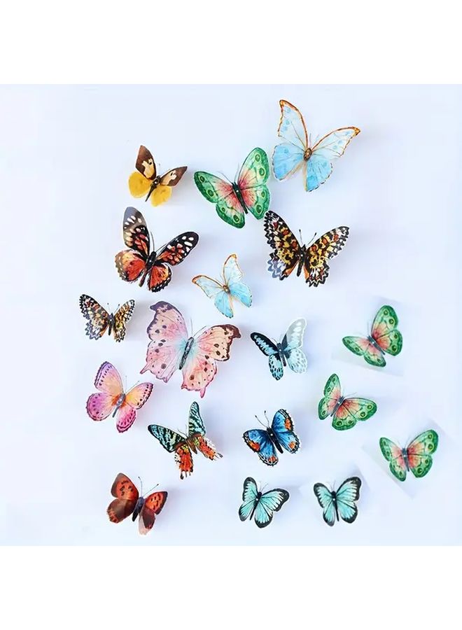 18 Pieces 3D PVC Butterfly Decorations Set Colorful Watercolor Wings For Wedding Party Events - Image 1