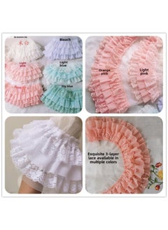 Generic Lolita Dress Three-Layer Lace Pastoral Skirt Cuff Skirt High Quality Made Clothes Lining Decorative Lace Accessories-Color:Light Pink 0.5m = Half A Meter Long / Multiple Shots In A Row  - Image 3