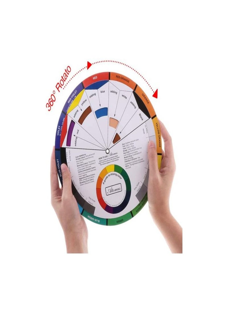 Generic - Creative Color Wheel, Paint Mixing Learning Guide Art Class Teaching Tool For Makeup Blending Board Chart Color Mixed Guide Mix Colours (9.25inch) - Image 1