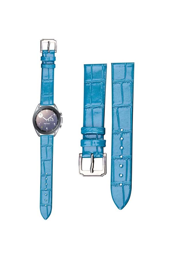 Genuine Leather Replacement Band for Samsung Galaxy Watch3 41mm Sky Blue - Image 1