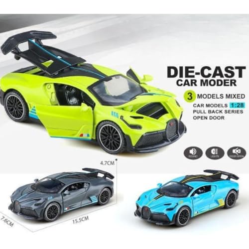 Mashes Bugatti Divo 1:32 Exclusive Alloy Metal Pull Back Die-cast Car Diecast Metal Pullback Toy car with Openable Doors & Light, Music Boys Gifts Toys for Kids【Colors as Per Stock】 - Image 4