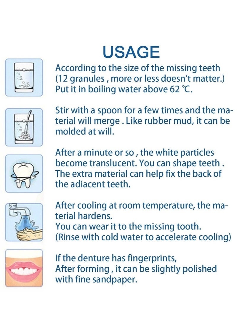 EELHOE Thermal Forming False Teeth Tooth Repair Kit Tooth Repair Granules for Missing and Broken Tooth Temporary Teeth Filling Repair Kit Temporary Denture Replacement Bead Set - Image 4