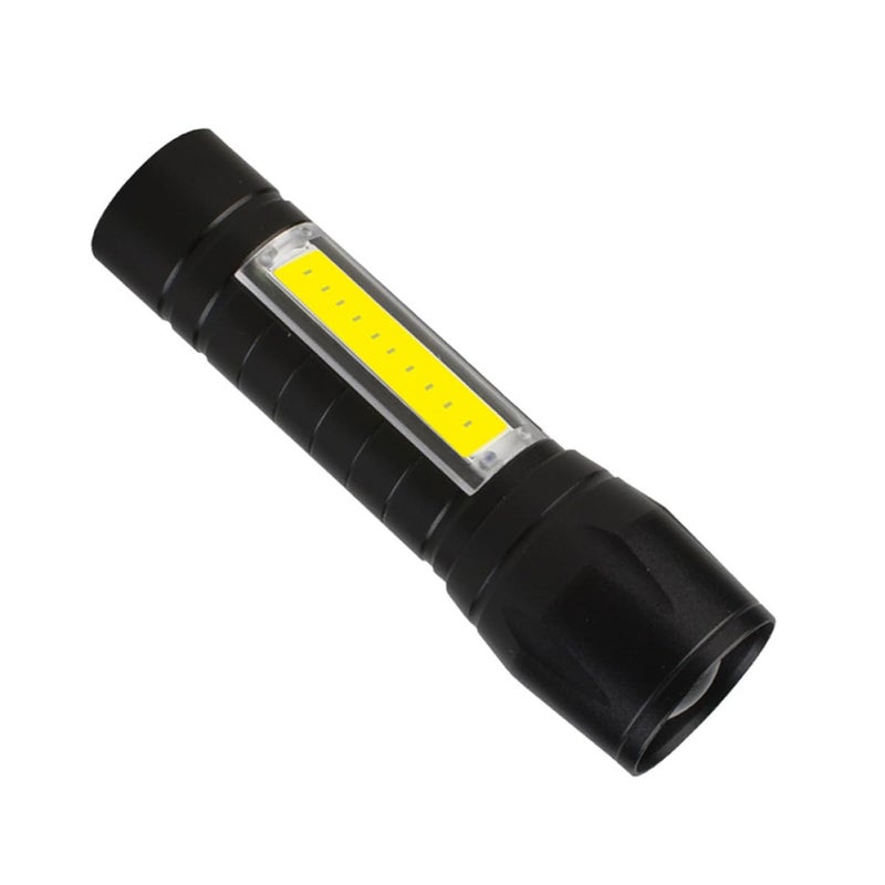 مصباح يدوي قابل لإعادة الشحن عبر USB، مصنوع من سبائك الألومنيوم، مع شعاع مركز وإضاءة جانبية من نوع COB للتخييم والطوارئ - Image 2