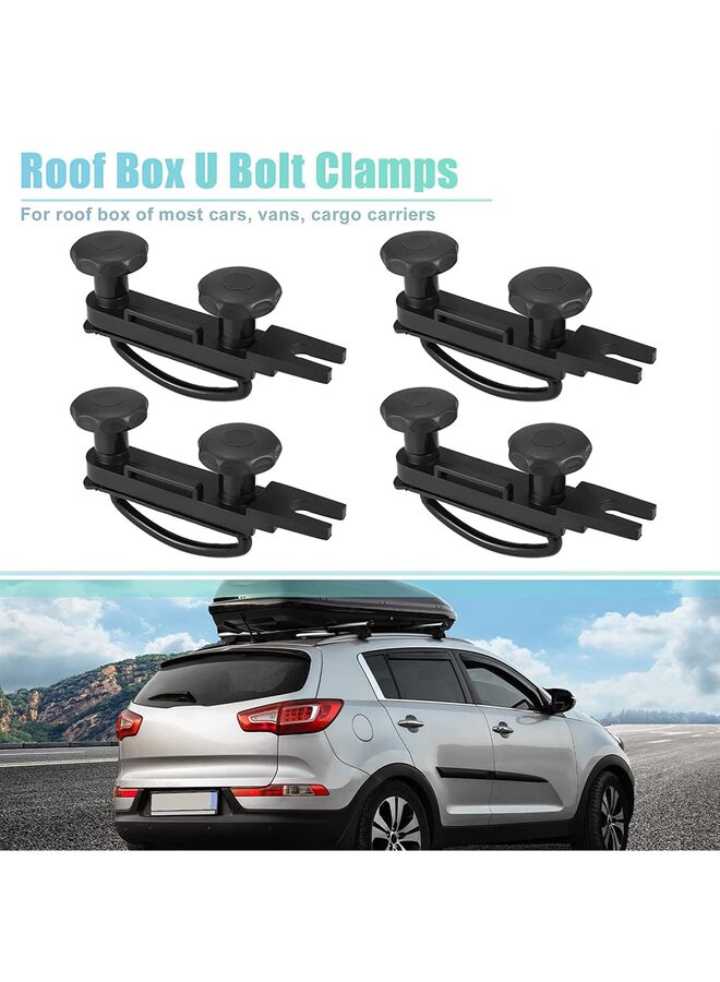 4 PCS Universal Roof Box U Bolt Clamps Rooftop Cargo Carrier Rack Bolts 83mm Internal Width W/ 8 Lock Nuts and 2 Straps Cargo Carrier Mounting Fitting Iron Bolts - Image 5