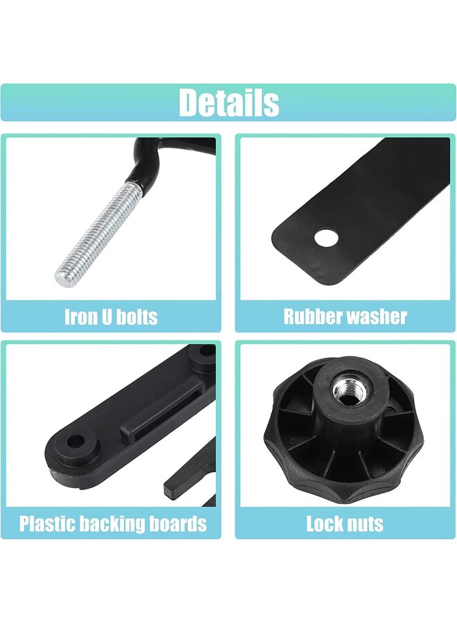4 PCS Universal Roof Box U Bolt Clamps Rooftop Cargo Carrier Rack Bolts 83mm Internal Width W/ 8 Lock Nuts and 2 Straps Cargo Carrier Mounting Fitting Iron Bolts - Image 4