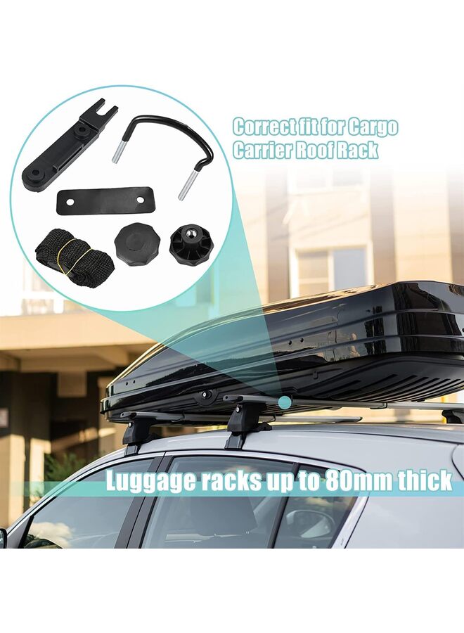 4 PCS Universal Roof Box U Bolt Clamps Rooftop Cargo Carrier Rack Bolts 83mm Internal Width W/ 8 Lock Nuts and 2 Straps Cargo Carrier Mounting Fitting Iron Bolts - Image 2