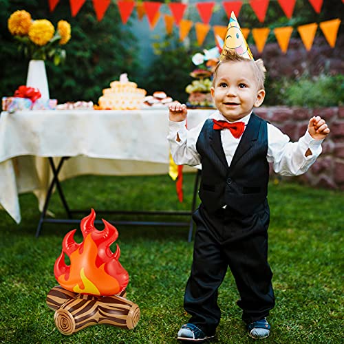 Sumind 2 Pieces 18 Inch Inflatable Fake Campfire Camping Props Bonfire Party Decor Campfire Party Decorations Artificial Flame for Indoor Camping Overnight and Scene Setting - Image 2