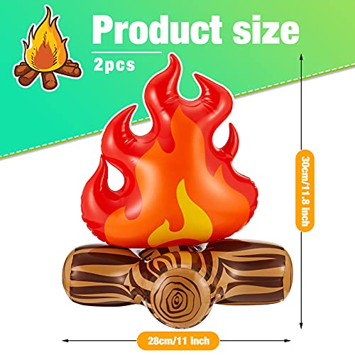 Sumind 2 Pieces 18 Inch Inflatable Fake Campfire Camping Props Bonfire Party Decor Campfire Party Decorations Artificial Flame for Indoor Camping Overnight and Scene Setting - Image 3