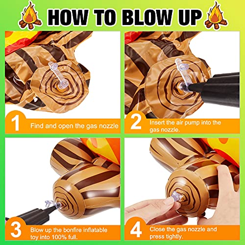 Sumind 2 Pieces 18 Inch Inflatable Fake Campfire Camping Props Bonfire Party Decor Campfire Party Decorations Artificial Flame for Indoor Camping Overnight and Scene Setting - Image 4
