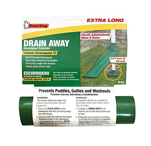 Thermwell Frost King DE300 Standard Plastic Drain Away Downspout Extender, Extends 12-Feet, Green - Image 2