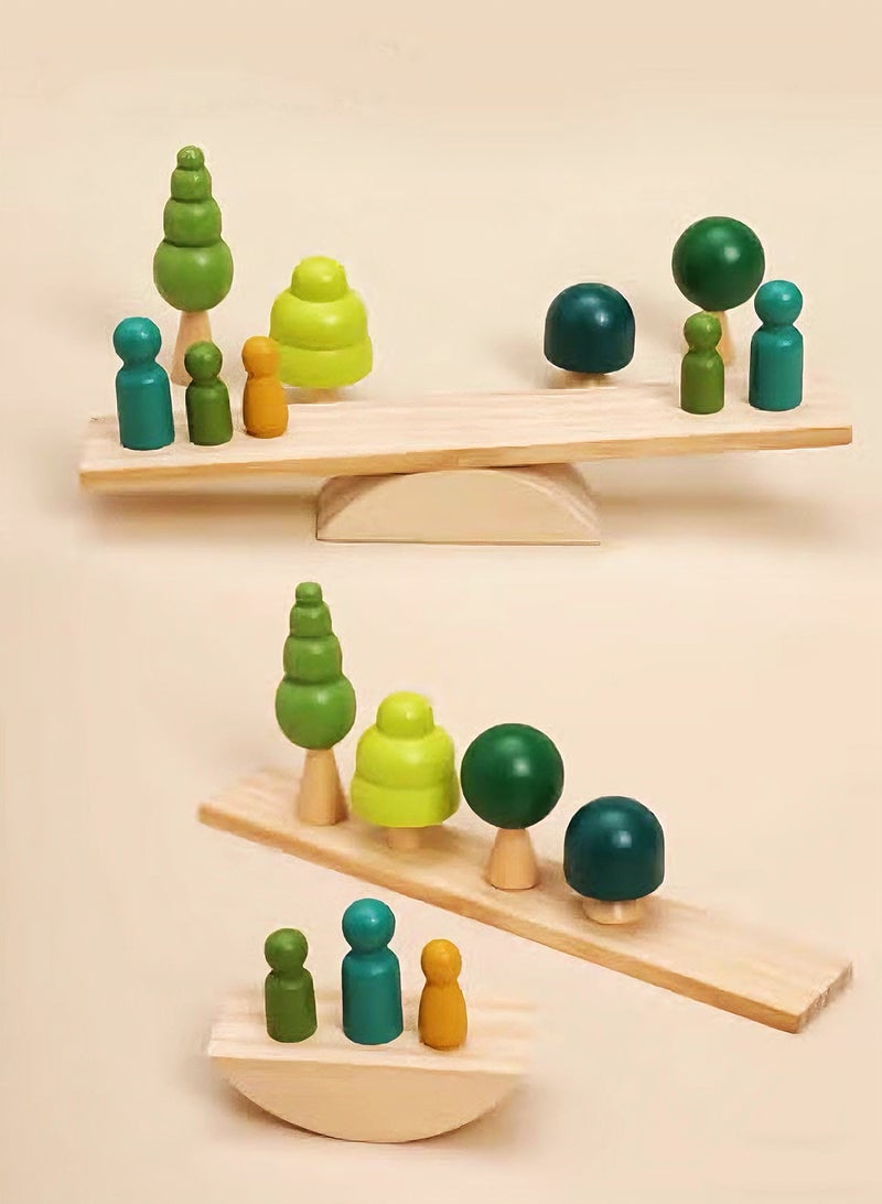 OASIAURA Montessori Wooden Geometric Stacking Toys - Forest Decor Stacking & Building Educational Toys for Early Learning, Training Early Balance Skills, Suitable for Babies Over 6 Months Old - Image 1
