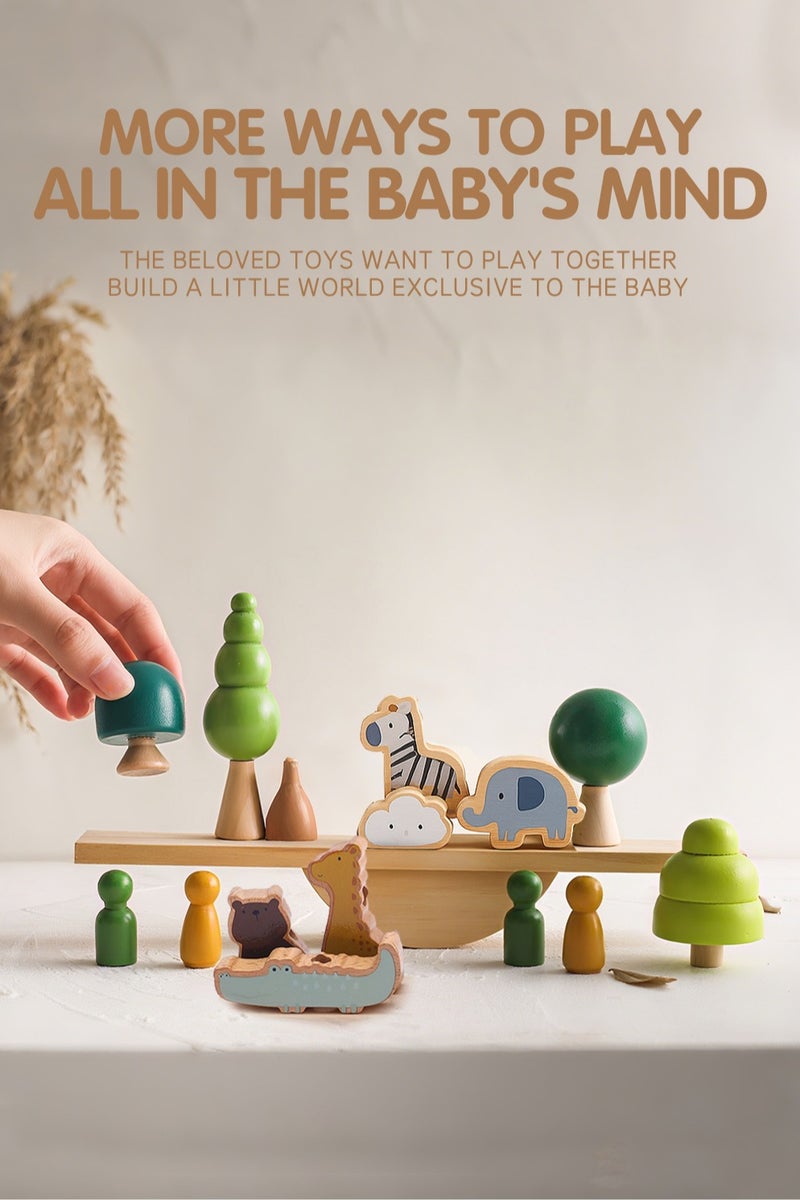 OASIAURA Montessori Wooden Geometric Stacking Toys - Forest Decor Stacking & Building Educational Toys for Early Learning, Training Early Balance Skills, Suitable for Babies Over 6 Months Old - Image 5