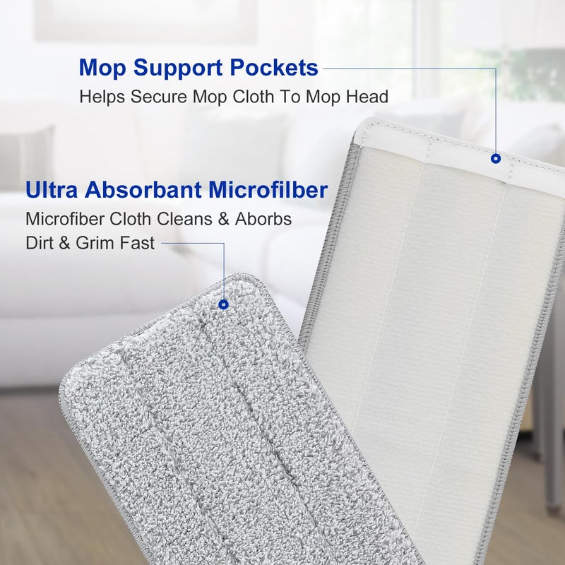 BeiLan Microfiber Mop Cleaning Pads Flat: 10 Packs 13"" X 4.9"" Washable Pads for Floor Cleaning Compatible with Tethys & Most 13 Inch Flat Mop - Pads Replacement for Bucket Set - Image 2