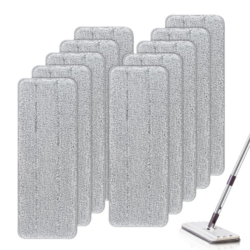 BeiLan Microfiber Mop Cleaning Pads Flat: 10 Packs 13"" X 4.9"" Washable Pads for Floor Cleaning Compatible with Tethys & Most 13 Inch Flat Mop - Pads Replacement for Bucket Set - Image 1
