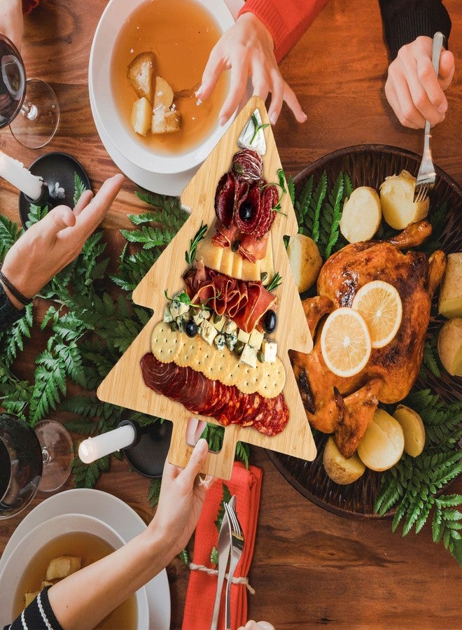 Suttmin 3 Pcs Christmas Tree Charcuterie Board Christmas Tree Cutting Board Wood Serving Decorative Tray with Handle for Xmas Holiday Cheese Fruit Bread Salad Dessert Vegetable Kitchen Housewarming - Image 5
