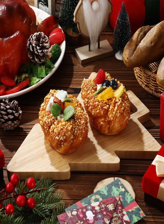 Suttmin 3 Pcs Christmas Tree Charcuterie Board Christmas Tree Cutting Board Wood Serving Decorative Tray with Handle for Xmas Holiday Cheese Fruit Bread Salad Dessert Vegetable Kitchen Housewarming - Image 3