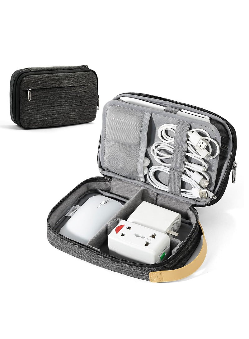 SYOSI Electronic Organizer Travel Organizer Case for Electronics Accessories Waterproof Shockproof External Hard Drive Case Small Travel Case for Cables Chargers SD Cards Hard Disk Flash Drive Black - Image 1