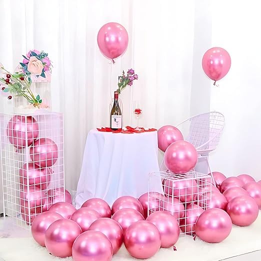 BRIJBAZAAR 25 pcs Pink Chrome Balloons for Birthday decoration celebration Anniversary baby shower Girls Boys Men Women - Image 1