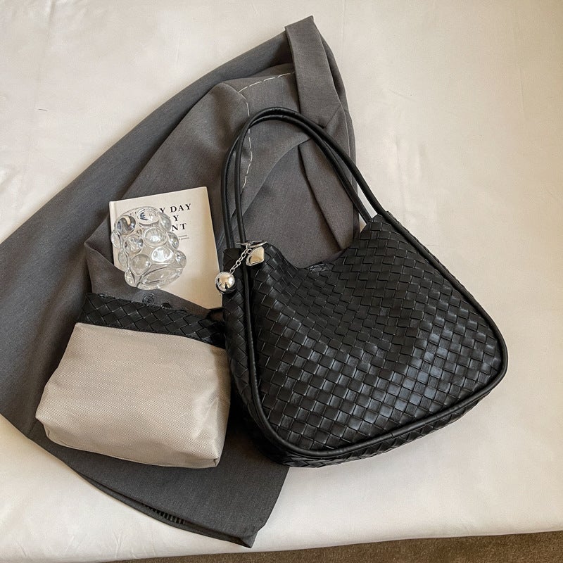 Summer 2024 Vintage Large Tote Shoulder Bag Black 