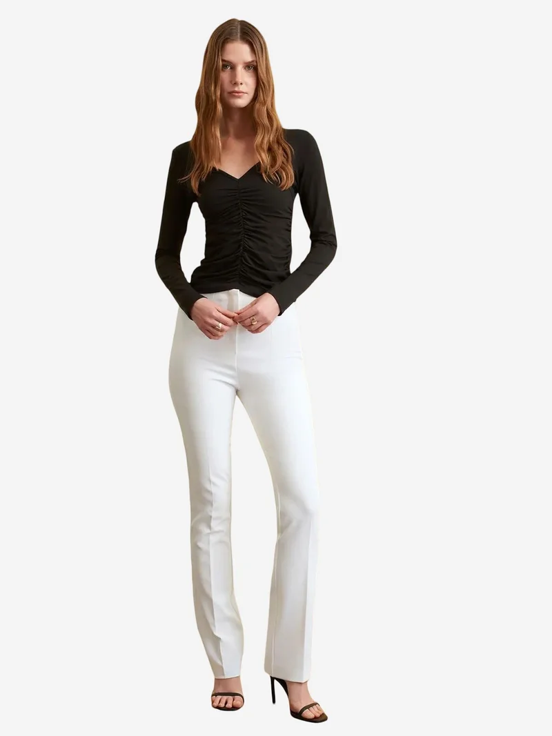 ديلفين DILVIN Women's Straight-leg Crepe Trousers