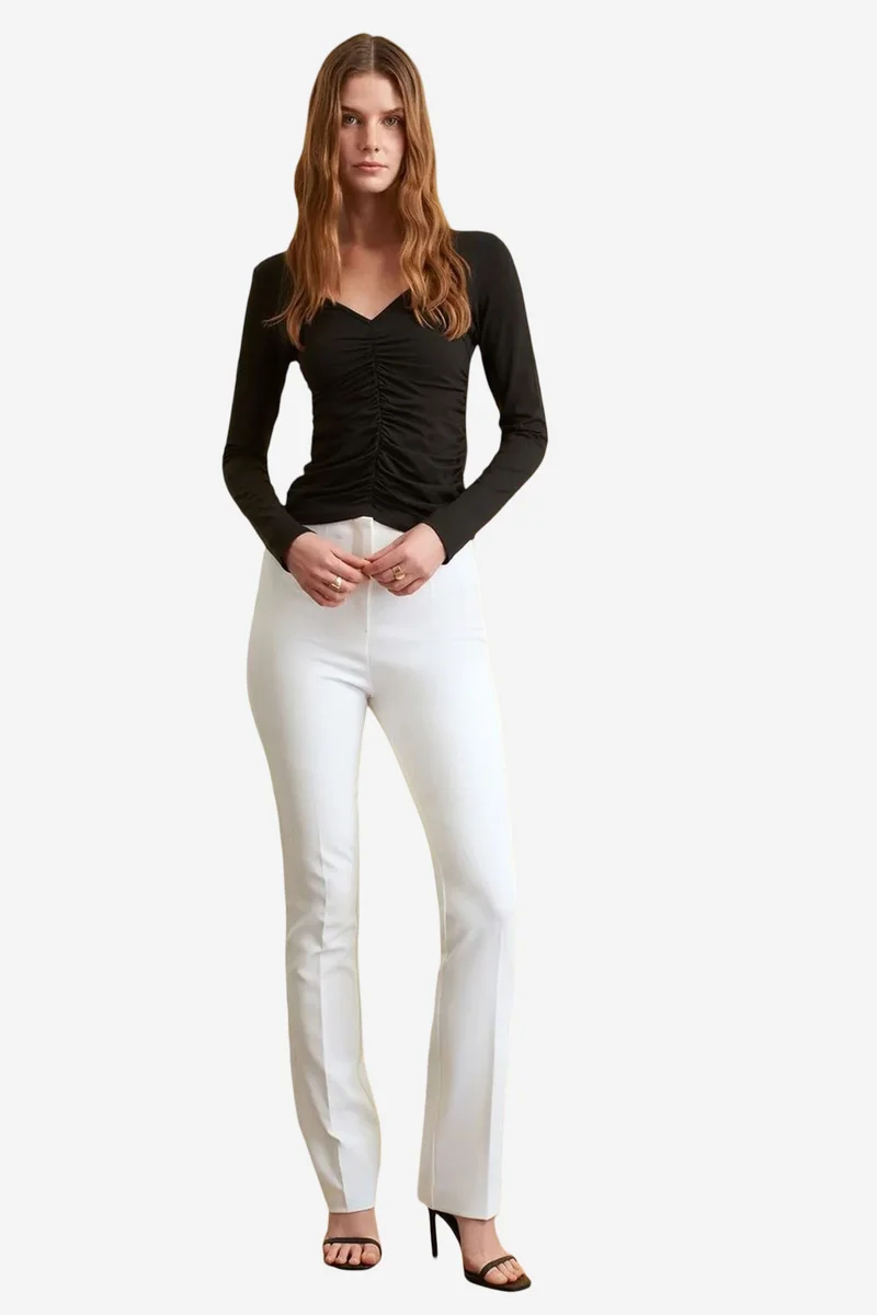 DILVIN Women's Straight-leg Crepe Trousers