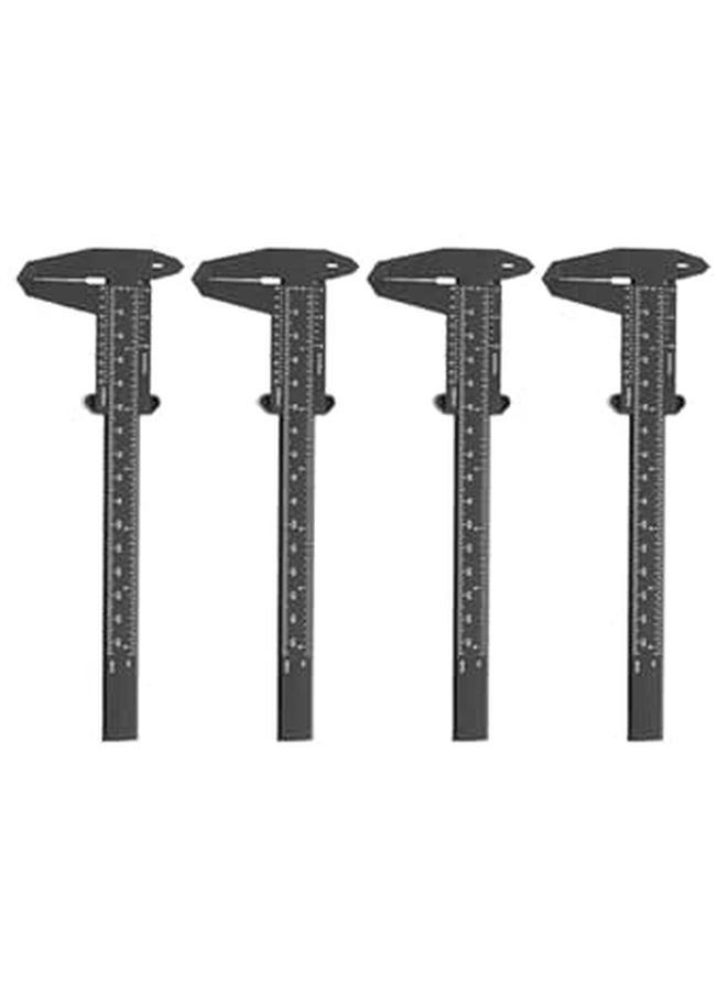 6 Inch Plastic Sliding Caliper 150mm High Precision Manual Measuring Tool 4 Pieces Black - Image 1