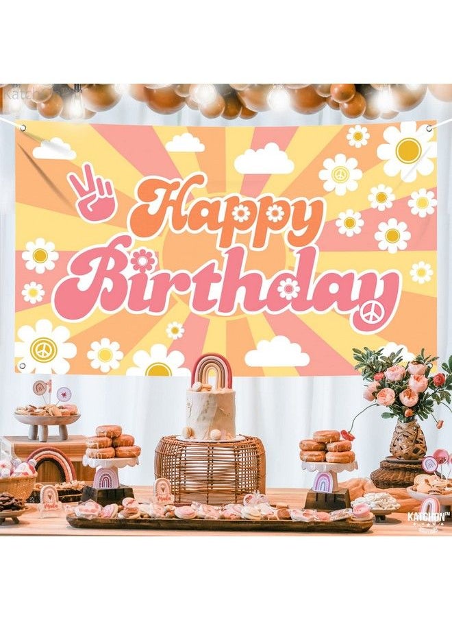 KATCHON Groovy Birthday Banner Xtralarge 72X44 Inch ; Groovy Backdrop For Groovy Party Decorations Groovy Birthday Decorations ; Groovy Birthday Party Decorations Groovy Happy Birthday Banner  - Image 4