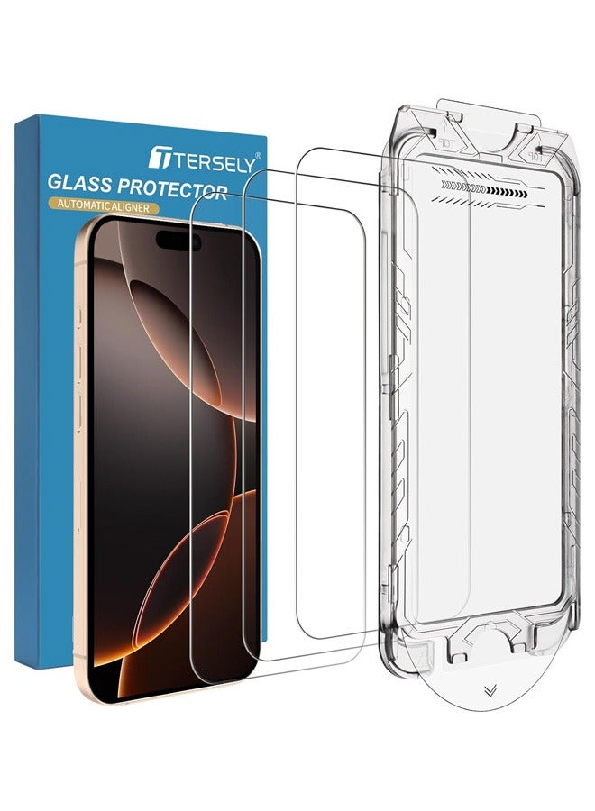 بشكل مختصر حامي شاشة لآيفون 16 برو 6.3 بوصة مع عدة محاذاة تلقائية، غطاء كامل HD واضح - Image 1
