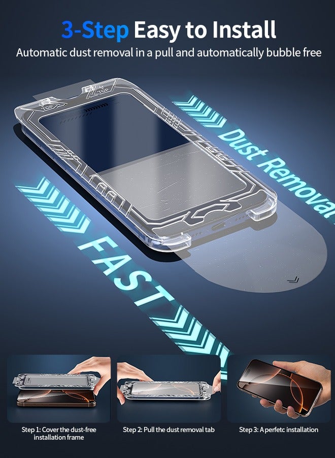 بشكل مختصر حامي شاشة لآيفون 16 برو 6.3 بوصة مع عدة محاذاة تلقائية، غطاء كامل HD واضح - Image 3