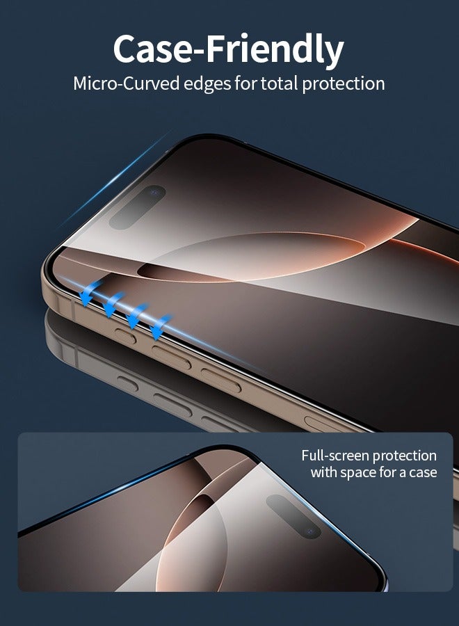 بشكل مختصر حامي شاشة لآيفون 16 برو 6.3 بوصة مع عدة محاذاة تلقائية، غطاء كامل HD واضح - Image 5