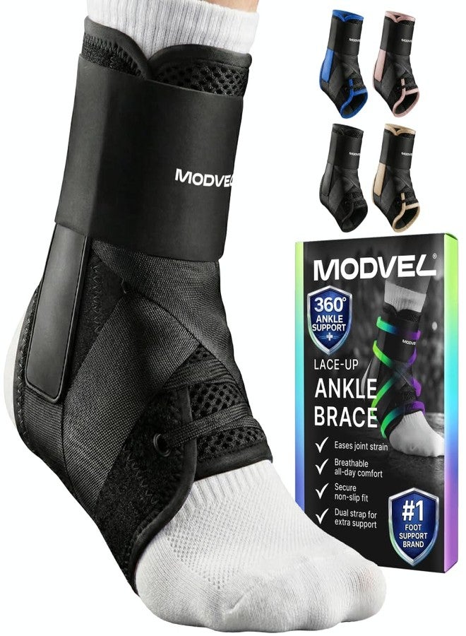 MODVEL Slim Lace Up Ankle Brace, Adjustable Ankle Braces for Men, Ankle Brace for Women, Ankle Support for Women – Figure 8 Ankle Brace Strapping with Soft Pads for Sprained Joint Stability Ankle Wrap - Image 1