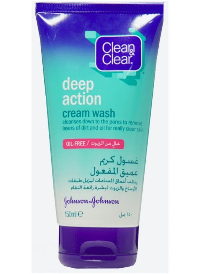 CLEAN & CLEAR Deep Action Cream Wash 150 Ml  - Image 1