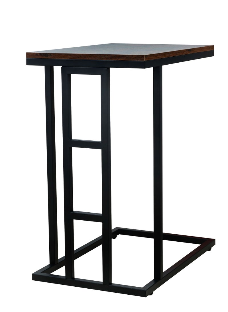 PanaX - Panax C Shaped End Table, Side Table for Couch and Bed, Small Side Table for Small Spaces, Living Room, Bedroom, Rustic Snack Table (Rustic Brown) - Image 1