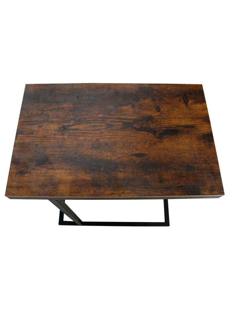 PanaX - Panax C Shaped End Table, Side Table for Couch and Bed, Small Side Table for Small Spaces, Living Room, Bedroom, Rustic Snack Table (Rustic Brown) - Image 1