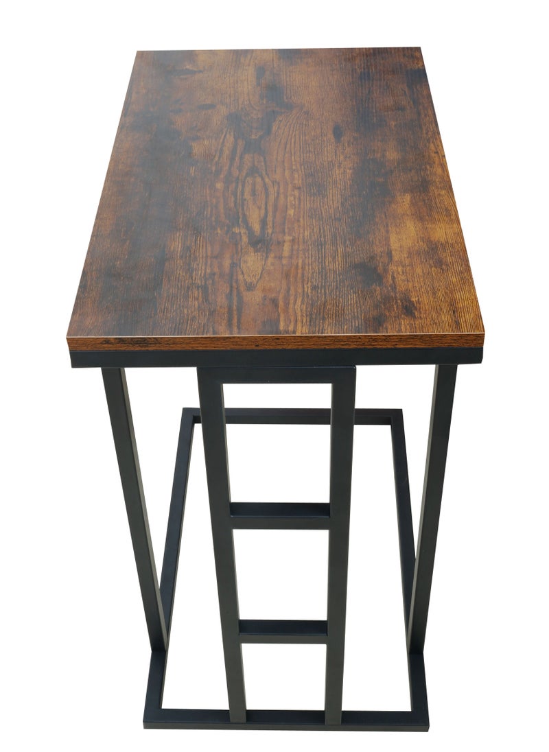 PanaX - Panax C Shaped End Table, Side Table for Couch and Bed, Small Side Table for Small Spaces, Living Room, Bedroom, Rustic Snack Table (Rustic Brown) - Image 1