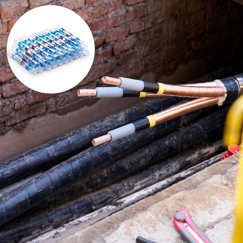 موصلات التوصيل الحرارية الزرقاء 100 قطعة، 16-14 AWG، محطات أسلاك السيارات البحرية - Image 5