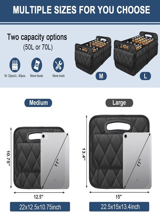 Deosk Car Trunk Organizer for SUV, Car Organizers and Storage with 6 Pocket, Car Accessories for Women/Men 50LWaterproof Polyester Trunk Organizer, Black - Image 2
